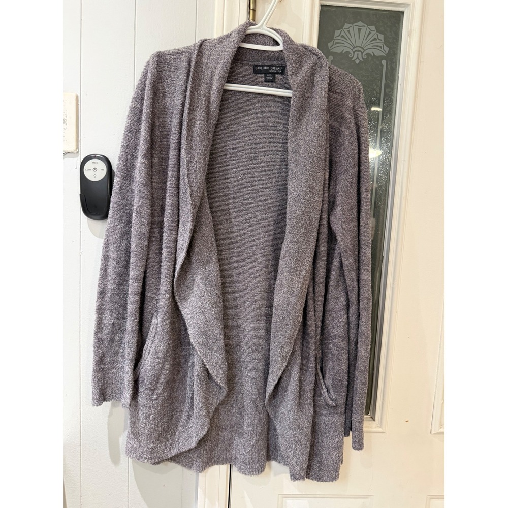 Barefoot Dreams CozyChic Lite Circle Cardigan 452 Purple Heather L/XL Open Front